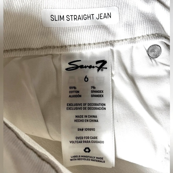 Seven7 High Rise Slim Straight Leg Jeans Womens 6 Bone Stretchy NWT - Picture 8 of 12